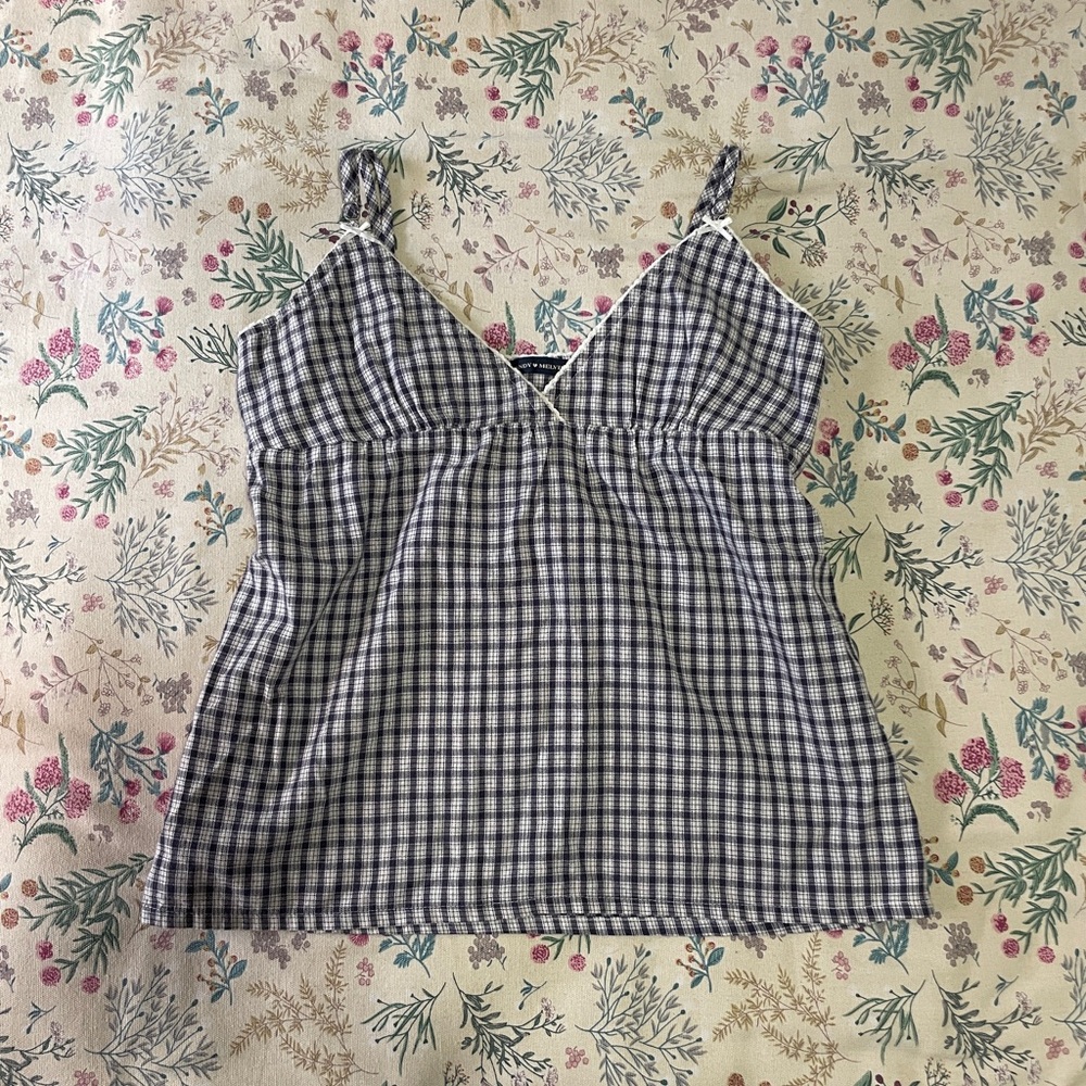 Brandy Melville Black and White Gingham Cami Top